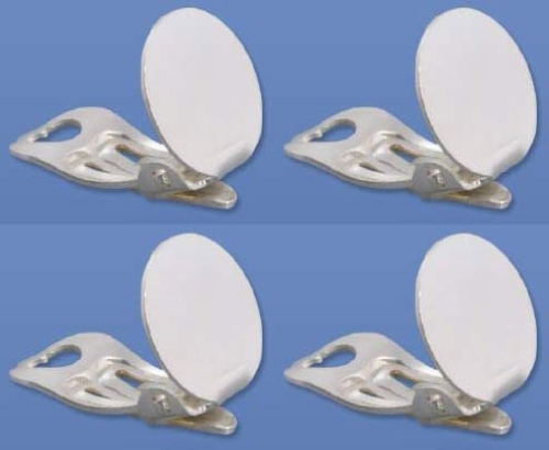 Ear clips with round glueing area,diameter ca. 7 mm,925 Sterling Silver,4 pieces,item number 3721A-4.