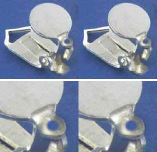 Ohrclips mit runder Klebefläche,Durchmesser 8 mm,und Öse,925er Sterling Silber,2 Stücke,Artikelnummer 3721H-2.