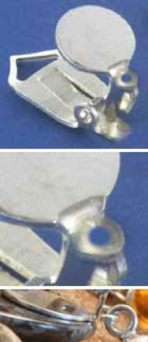 Ear clip with round glueing area,diameter 8 mm,and loop,925 Sterling Silver,1 piece,item number 3721H.