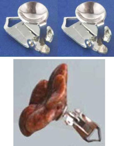 Ear clips with glueing area,with bowl,diameter ca. 6,5 mm,925 Sterling Silver,2 pieces,item number 3722B-2.