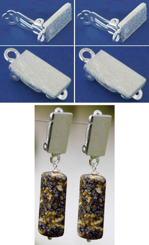 Ohrclips mit Klebefläche,ca. 8 x 19 mm,und Öse,925er Sterling Silber,gebürstet,2 Stücke,Artikelnummer 3726B-2.