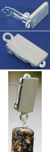 Ohrclip mit Klebefläche,ca. 8 x 19 mm,und Öse,925er Sterling Silber,gebürstet,1 Stück,Artikelnummer 3726B.