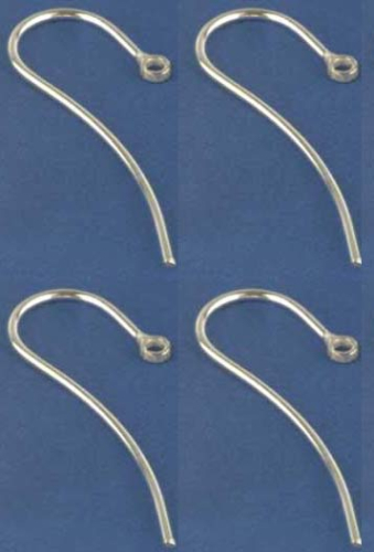 Ear hooks,fish hooks with loop,length ca. 12 mm,925 Sterling Silver,4 pieces,item number 3681O-004.