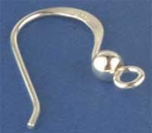 Ohrhaken,Fischhaken mit Öse und Kugel,Länge ca. 15 mm,925er Sterling Silber,1 Stück,Artikelnummer 3682-001.