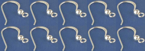 Ohrhaken,Fischhaken mit Öse und Kugel,Länge ca. 15 mm,925er Sterling Silber,10 Stücke,Artikelnummer 3682-010.