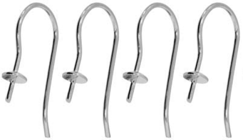 Ear hooks,fish hooks with cap and pin for glueing,925 Sterling Silver,4 pieces,item number 3688ER.-004.
