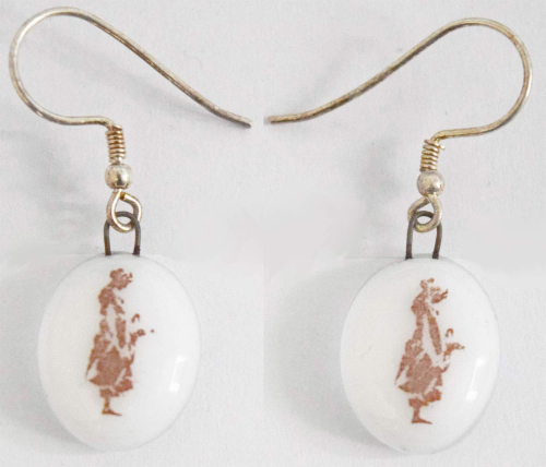 Earrings with goose-girl glass pendant,oval,ca. 17 x 13 mm,1 pair,item number 30001,manufactured in our own atelier.Carmen Harusta,Glasinsel ®,Goettingen,Germany.