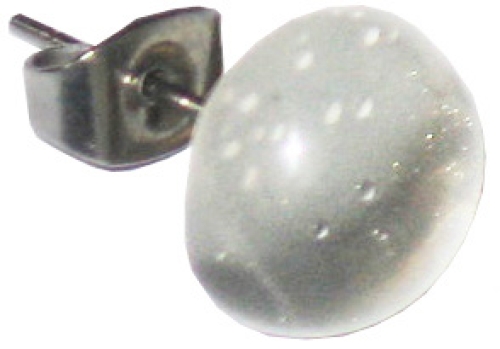 Ear studs,925 Sterling Silver,with handmade glass stone,diameter ca. 10 mm,clear,silver,1 pair,item number 22220100,manufactured in our own atelier.Carmen Harusta,Glasinsel ®,Goettingen,Germany.