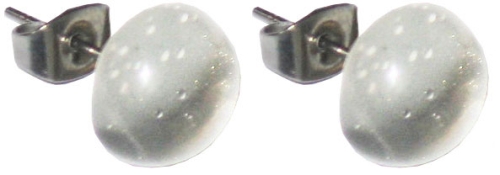 Ear studs,925 Sterling Silver,with handmade glass stone,diameter ca. 10 mm,clear,silver,1 pair,item number 22220100,manufactured in our own atelier.Carmen Harusta,Glasinsel ®,Goettingen,Germany.