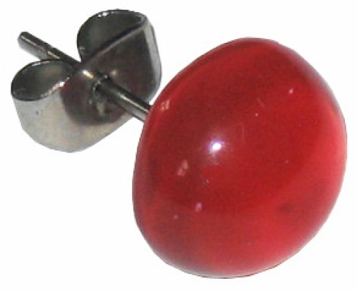 Ohrstecker,925er Sterling Silber,mit handgemachtem Glasstein,Durchmesser ca. 10 mm,rot,1 Paar,Artikelnummer 22223100,in unserem eigenen Atelier gefertigt.Carmen Harusta,Glasinsel ®,Göttingen,Deutschland.