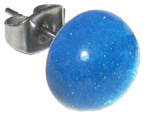 Ohrstecker,925er Sterling Silber,mit handgemachtem Glasstein,Durchmesser ca. 10 mm,blau,1 Paar,Artikelnummer 22225100,in unserem eigenen Atelier gefertigt.Carmen Harusta,Glasinsel ®,Göttingen,Deutschland.