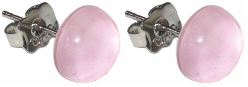 Ohrstecker,925er Sterling Silber,mit handgemachtem Glasstein,Durchmesser ca. 10 mm,pastell rosa,1 Paar,Artikelnummer 22225600,in unserem eigenen Atelier gefertigt.Carmen Harusta,Glasinsel ®,Göttingen,Deutschland.