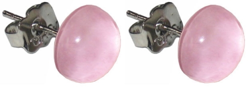 Ohrstecker,925er Sterling Silber,mit handgemachtem Glasstein,Durchmesser ca. 10 mm,rosa,1 Paar,Artikelnummer 22225650,in unserem eigenen Atelier gefertigt.Carmen Harusta,Glasinsel ®,Göttingen,Deutschland.