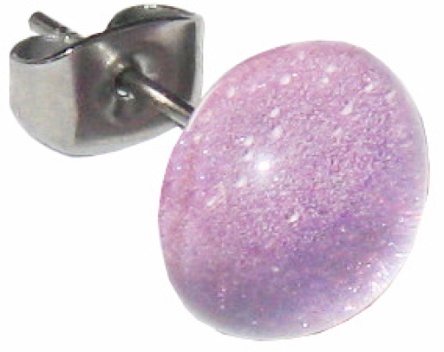 Ear studs,925 Sterling Silver,with handmade glass stone,diameter ca. 10 mm,light mauve,1 pair,item number 22225800,manufactured in our own atelier.Carmen Harusta,Glasinsel ®,Goettingen,Germany.