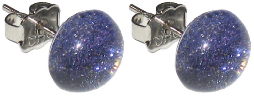 Ohrstecker,925er Sterling Silber,mit handgemachtem Glasstein,Durchmesser ca. 10 mm,dunkelviolett,1 Paar,Artikelnummer 22226600,in unserem eigenen Atelier gefertigt.Carmen Harusta,Glasinsel ®,Göttingen,Deutschland.