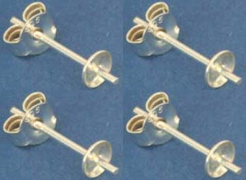 Ohrstecker mit Schale,Ø ca. 3 mm,und Stift,925er Sterling Silber,4 Stücke,Artikelnummer 3688-4.