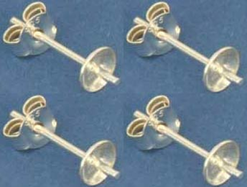 Ohrstecker mit Schale,Ø ca. 5 mm,und Stift,925er Sterling Silber,4 Stücke,Artikelnummer 3688B-4.