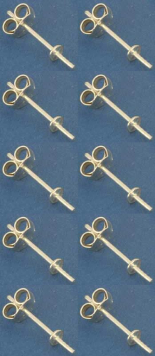 Ear studs with flat board,Ø ca. 3 mm,and pin,Sterling Silver,10 pieces,item number 3689-10.