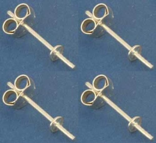 Ohrstecker mit Platte,Ø ca. 3 mm,und Stift,925er Sterling Silber,4 Stücke,Artikelnummer 3689-4.