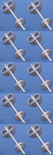 Ear studs with flat board,Ø ca. 5 mm,and pin,Sterling Silver,10 pieces,item number 3689B-10.