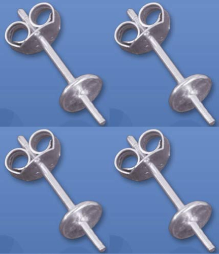 Ohrstecker mit Platte,Ø ca. 5 mm,und Stift,925er Sterling Silber,4 Stücke,Artikelnummer 3689B-4.