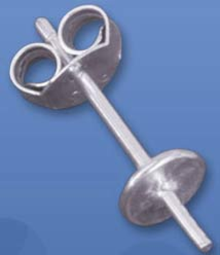 Ear stud with flat board,Ø ca. 5 mm,and pin,Sterling Silver,1 piece,item number 3689B.