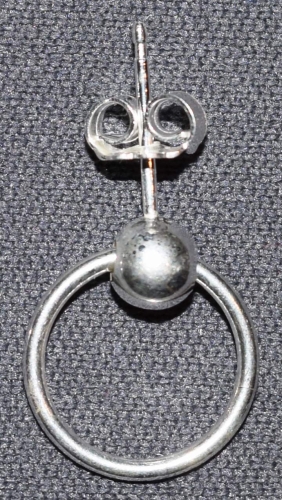 Ear stud with bead and ring,diameter ca. 13 mm,Sterling Silver,1 piece,item number 3713CX.