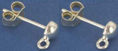 Ohrstecker mit Halbkugel,Ø ca. 3,5 mm,und Öse,925er Sterling Silber,2 Stücke,Artikelnummer 3715A-2.