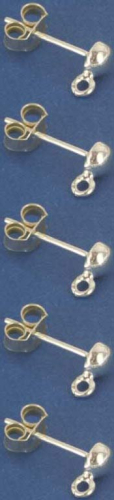 Ohrstecker mit Halbkugel,Ø ca. 3,5 mm,und Öse,925er Sterling Silber,5 Stücke,Artikelnummer 3715A-5.