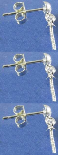 Ohrstecker mit Halbkugel,Ø ca. 4 mm,und Stift,925er Sterling Silber,3 Stücke,Artikelnummer 3715I-3.