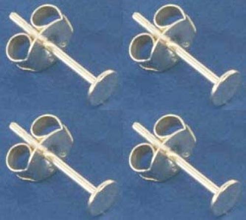 Ohrstecker mit Klebefläche,mit Platte,Ø ca. 3,5 mm,925er Sterling Silber,4 Stücke,Artikelnummer 3717A-4.