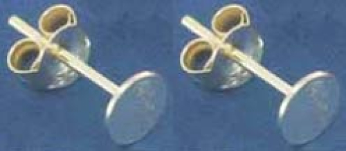 Ear studs with glueing area,with flat board,Ø ca. 5 mm,Sterling Silver,2 pieces,item number 3717B-2.