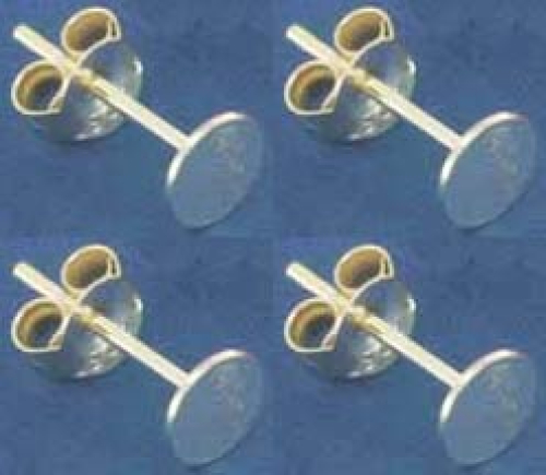 Ohrstecker mit Klebefläche,mit Platte,Ø ca. 5 mm,925er Sterling Silber,4 Stücke,Artikelnummer 3717B-4.