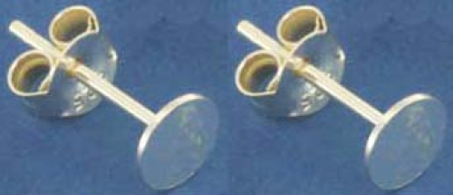 Ear studs with glueing area,with flat board,Ø ca. 6 mm,Sterling Silver,2 pieces,item number 3717C-2.