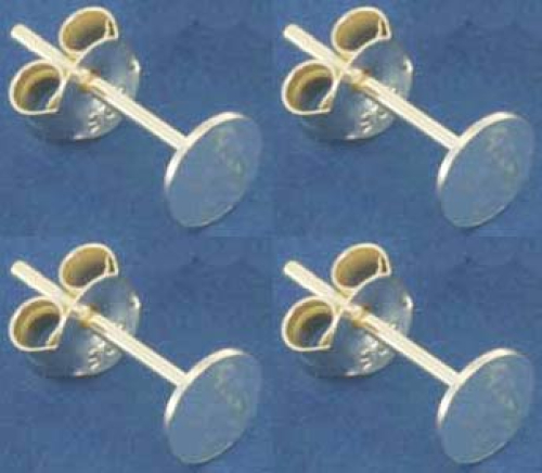 Ohrstecker mit Klebefläche,mit Platte,Ø ca. 6 mm,925er Sterling Silber,4 Stücke,Artikelnummer 3717C-4.