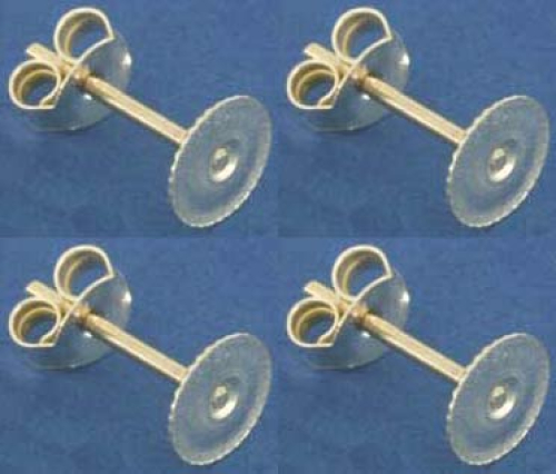 Ohrstecker mit Klebefläche,mit Platte,Ø ca. 8 mm,925er Sterling Silber,4 Stücke,Artikelnummer 3717E-4.