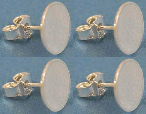 Ohrstecker mit Klebefläche,mit Platte,Ø ca. 10 mm,925er Sterling Silber,4 Stücke,Artikelnummer 3717F-4.