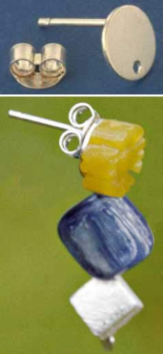 Ohrstecker mit Klebefläche,mit Platte,Ø ca. 7 mm,und Loch,925er Sterling Silber,1 Stück,Artikelnummer 3719A.