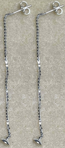 Ohrstecker mit Kette,Länge ca. 50 mm,und Halblinse,Durchmesser ca. 5 mm,925er Sterling Silber,2 StückeArtikelnummer 3728B-2.