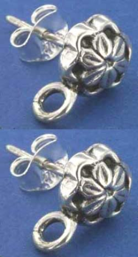 Ohrstecker " Ethno Blume ",Ø ca. 8 mm,offene Öse,925er Sterling Silber,2 Stücke,Artikelnummer 3718B-2.