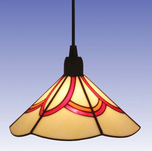 Hanging lamp " Bogen ",stained glass,amber,orange,red,Durchmesser ca. 22 cm,item number 0902 a,manufactured in our own atelier.Carmen Harusta,Glasinsel ®,Goettingen,Germany.