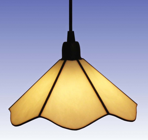 Hanging lamp " Candy ",stained glass,white,diameter ca. 23 cm,item number 0907 a,manufactured in our own atelier.Carmen Harusta,Glasinsel ®,Goettingen,Germany.