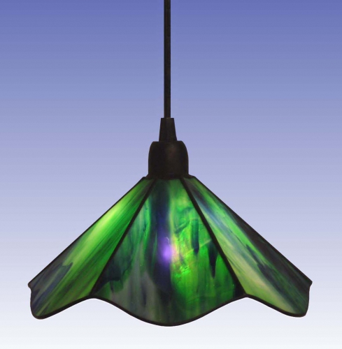 Hanging lamp " Candy ",stained glass,green,white,blue,turquoise,diameter ca. 23 cm,item number 0907 b,manufactured in our own atelier.Carmen Harusta,Glasinsel ®,Goettingen,Germany.