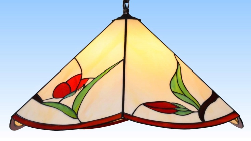 Hanging lamp " In The Garden ",stained glass,amber,red,green,brown,orange,turquoise,diameter ca. 54 cm,item number 1078,manufactured in our own atelier in Goettingen,Germany,image 3,on.