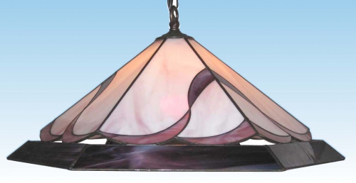 Hanging lamp " Magic Flower ",stained glass,pink,lilac,violet,diameter ca. 48 cm,item number 1017 e,manufactured in our own atelier in Goettingen,Germany.