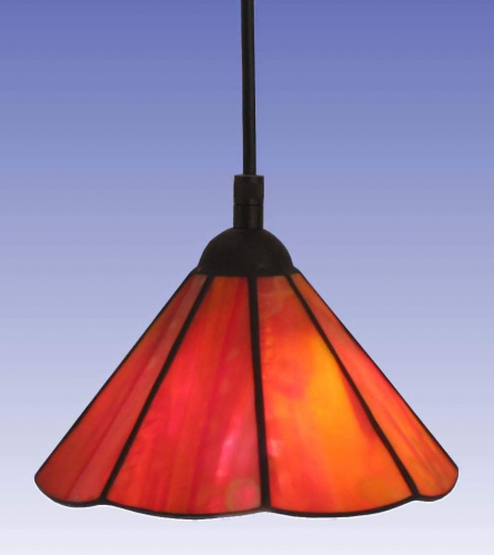 Hanging lamp " Paula ",stained glass,orange,red,mottled,diameter ca. 16,5 cm,item number 0931 a,manufactured in our own atelier.Carmen Harusta,Glasinsel ®,Goettingen,Germany.