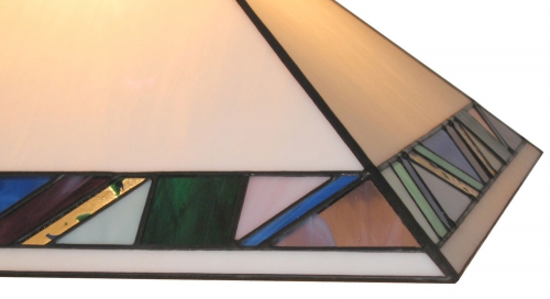 Hanging lamp " Simon ",stained glass,white,blue,turquoise,violet,pink,ca. 35 x 35 cm,item number 1038,manufactured in our own atelier in Goettingen,Germany,detail.