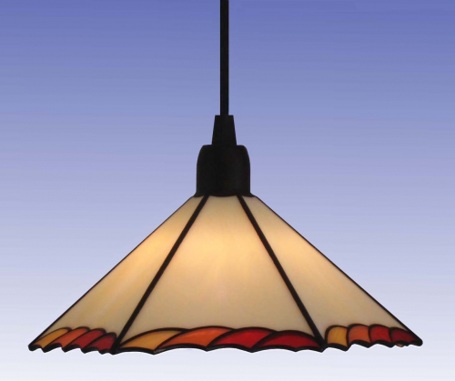 Hanging lamp " Wave ",stained glass,light beige,amber,orange,light red,dark red,diameter ca. 23,5 cm,item number 0923,manufactured in our own atelier.Carmen Harusta,Glasinsel ®,Goettingen,Germany.