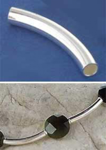 Intermediate part,925 Sterling Silver,tube,curved,length ca. 20 mm,inner diameter ca. 2,4 mm,item number 3806B.