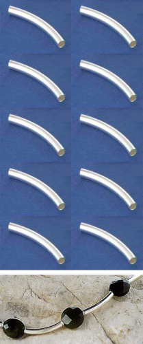 Zwischenteile,925 Sterling Silber,Rohre,gebogen,Länge ca. 16 mm,Innendurchmesser ca. 1,4 mm,10 Stücke,Art.Nr. 3806A-10.